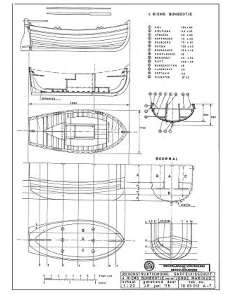 MBT Gaffelvisschuit "Jonge Marinus" - Bouwtekening Schaal 1 : 20 (10.03.012A)