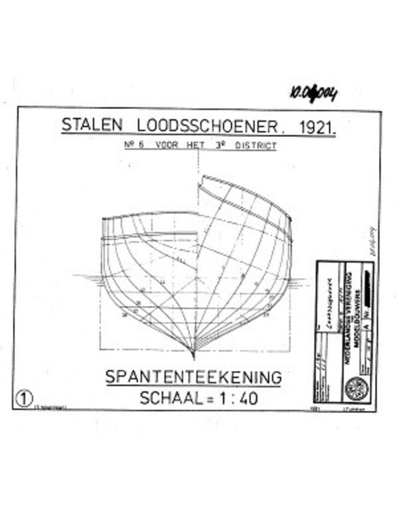 MBT Steel pilot schooner "No. 6" for the 3rd district (1921) - Construction drawing Scale 1 : 40 (10.04.004)