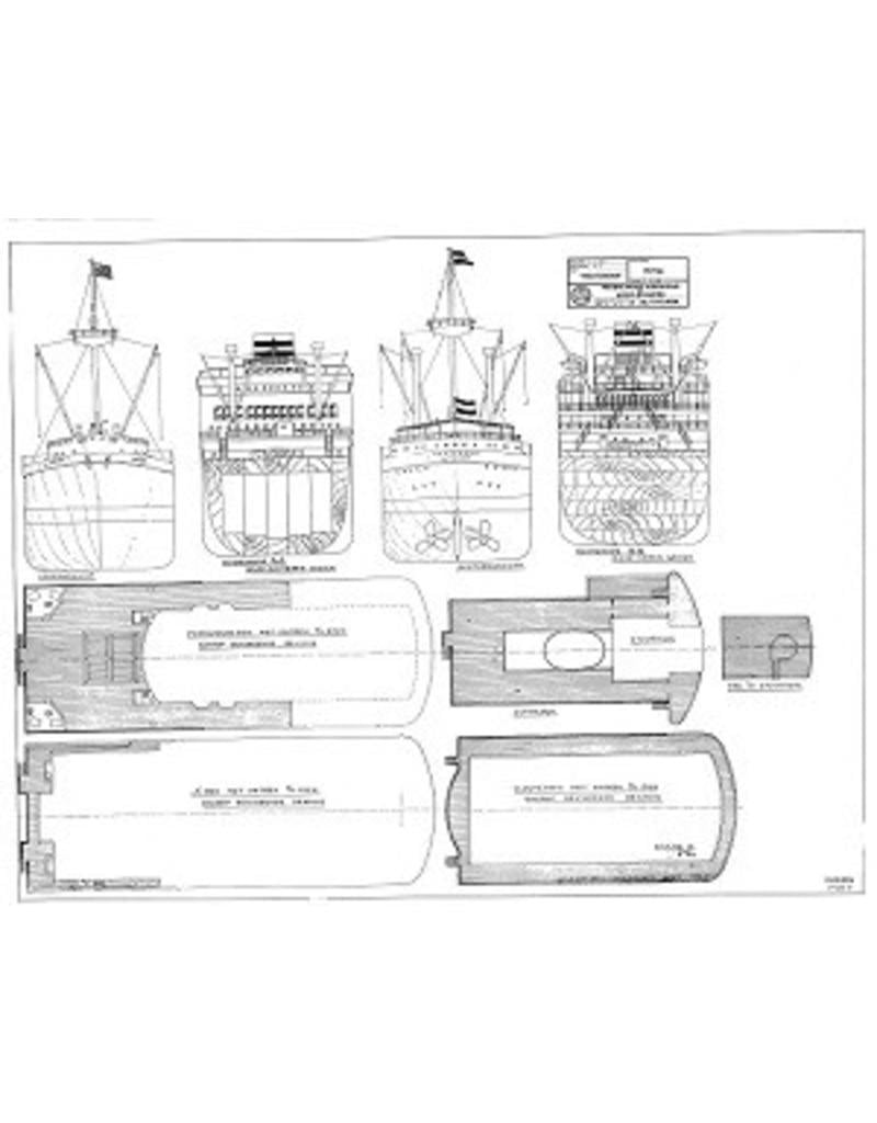MBT Cargo-pass. ship ds ms Westerdam (1939/1946) - HAL - Construction Drawing Scale 1 : 200 (10.10.009/A)