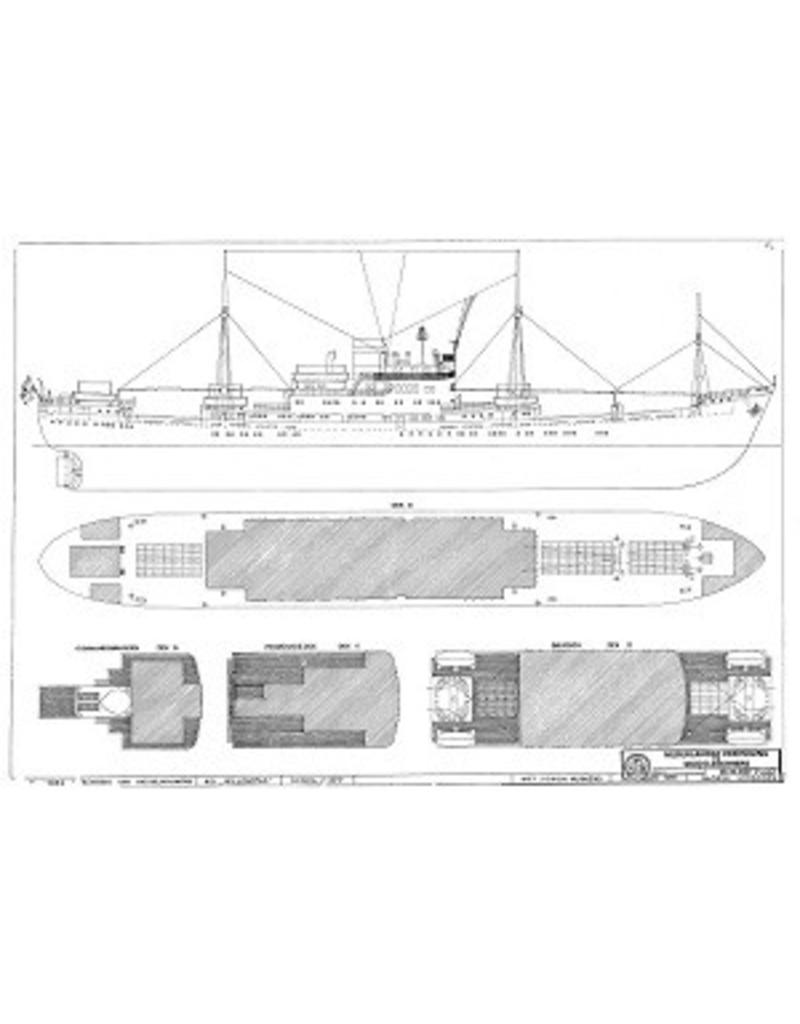 MBT Cargo-passenger ship ms "Willemstad" (1950) ex "Socrates" (1938) - KNSM - Building Drawing Scale 1 : 200 (10.10.020)
