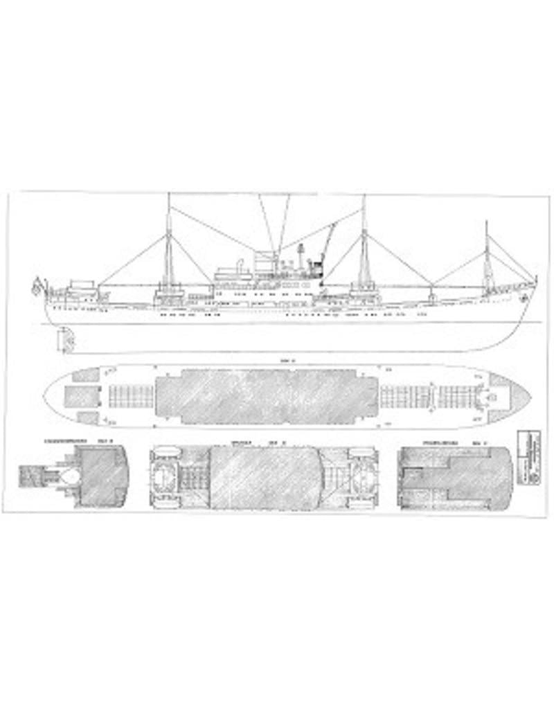 MBT Cargo-pass. ship ms "Willemstad" (1950) - KNSM; ex "Socrates" (1938) - Building Drawing Scale 1 : 100 (10.10.020/A)