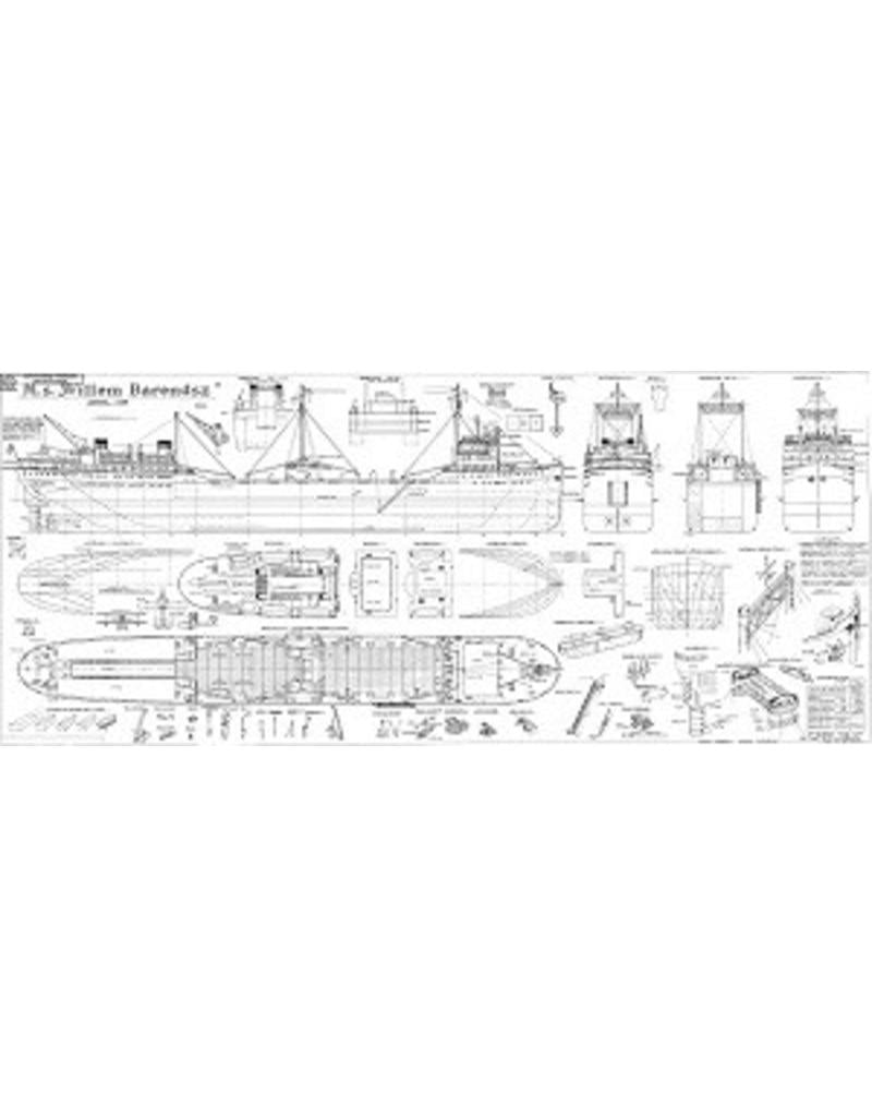 MBT Whaling ship MS "Willem Barendsz I" (1954) with catch boat - Mij. v.d. Walvisvaart - Construction drawing Scale 1:200 (10.10.068)