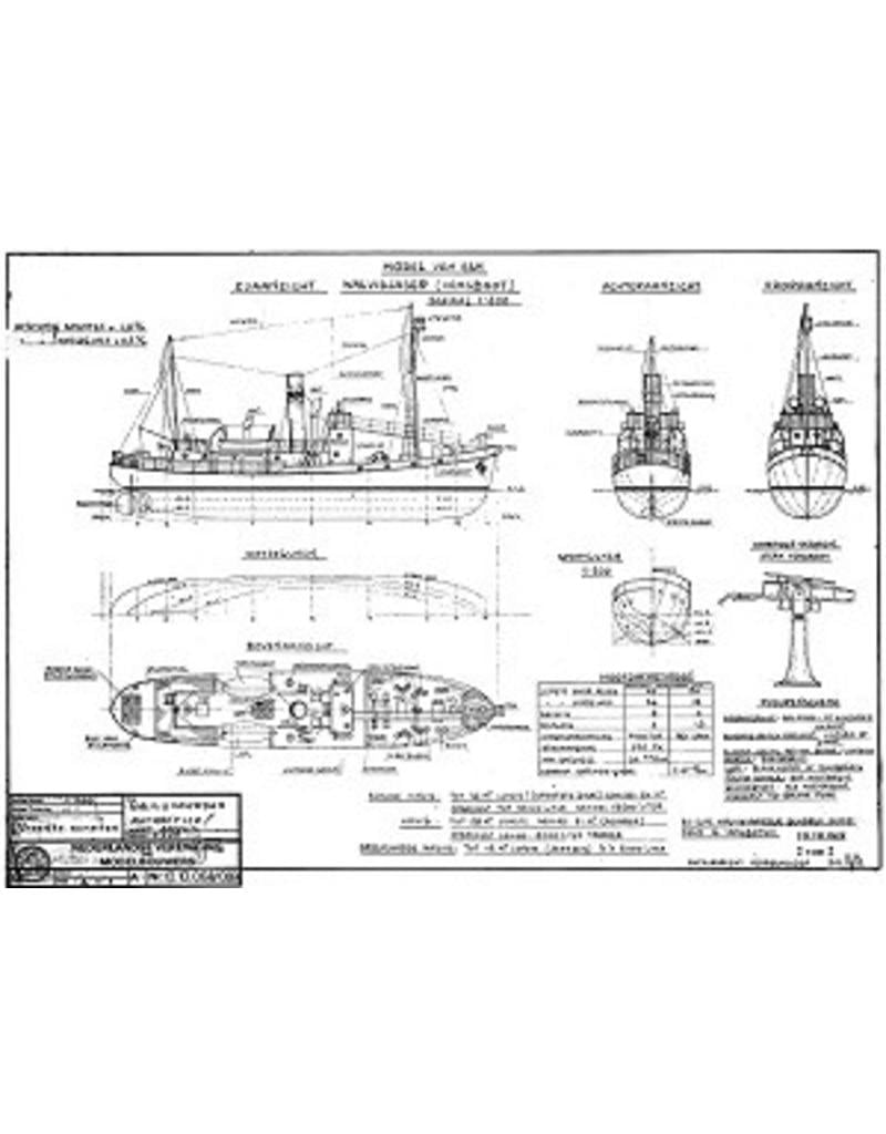 MBT Whaling ship MS "Willem Barendsz I" (1954) with catch boat - Mij. v.d. Walvisvaart - Construction drawing Scale 1:200 (10.10.068)