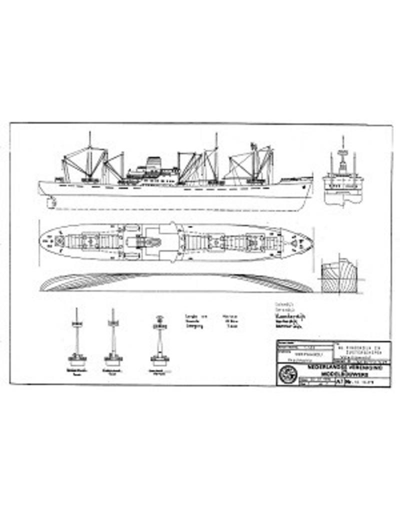 MBT Cargo ship ms "Kinderdijk" (1955) - HAL - Construction Drawing Scale 1 : 500 (10.10.078)