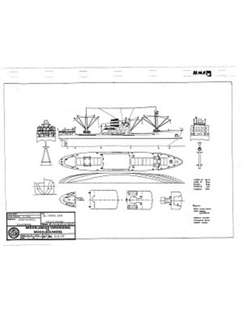 MBT Cargo ship MS "Thora Dan" (1956) - J. Lauritzen; "Helga Dan" - Construction drawing Scale 1:500 (10.10.079)