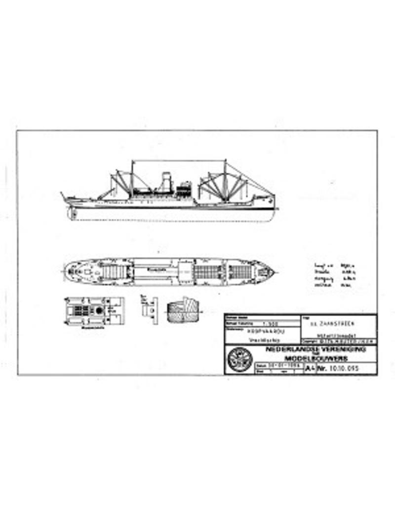 MBT Vrachtschip ss "Zaanstroom" (1920) - HSM - Bouwtekening Schaal 1 : 500 (10.10.095)