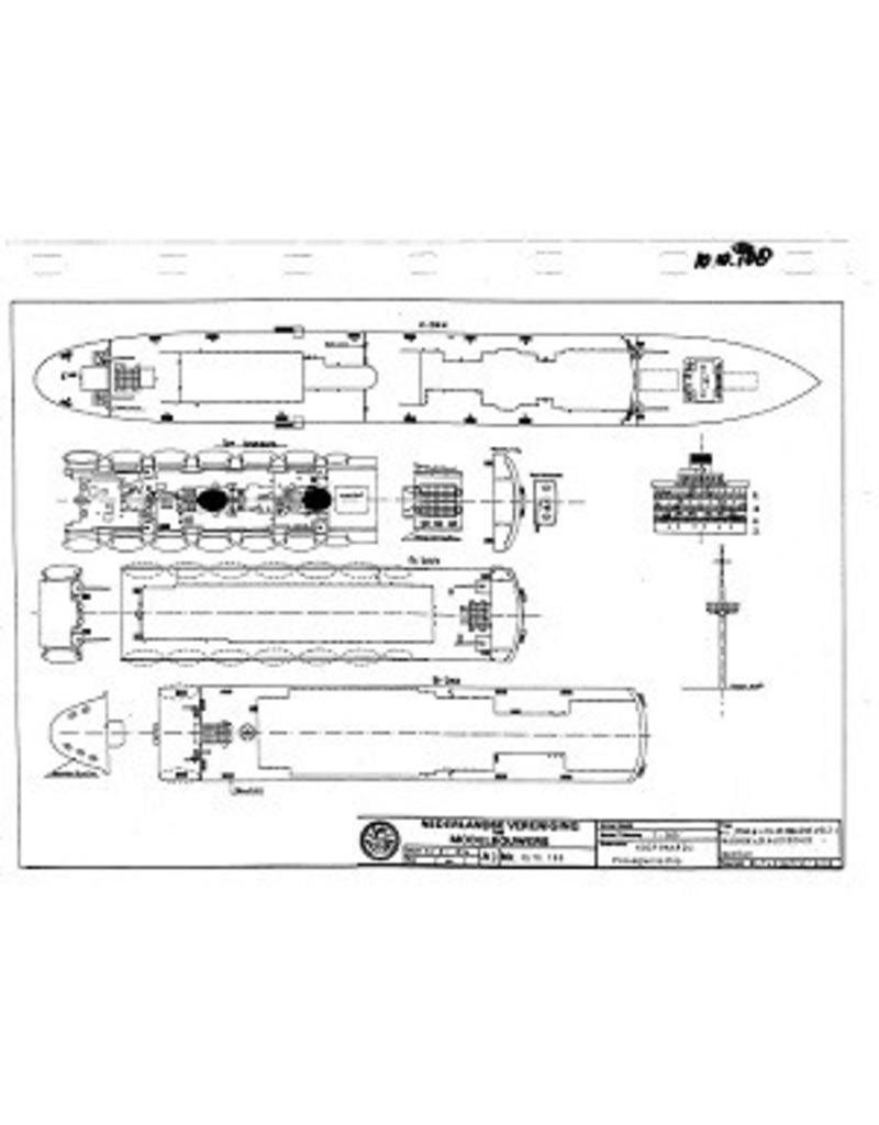MBT Passenger ship MS "Johan van Oldenbarneveld" (1928) - SMN; "Marnix van St. Aldegonde" - Construction drawing Scale 1:500 (10.10.108)