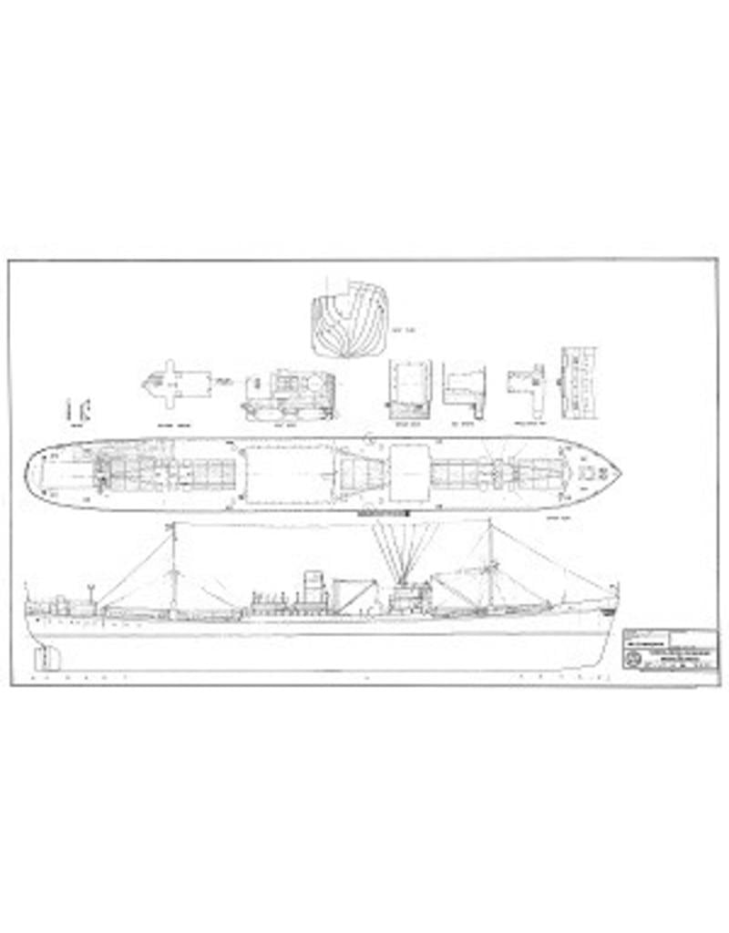 MBT Cargo ship ms "Zonnewijk" (1946) - ex Empire Raleigh(1941), ex Vermeer(1942) - Building Drawing Scale 1 : 192 (10.10.131)