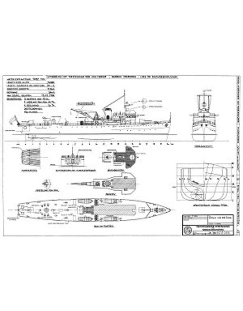 MBT HrMs minelayer "Willem van der Zaan" (1938) - Construction drawing Scale 1:200 (10.11.003)