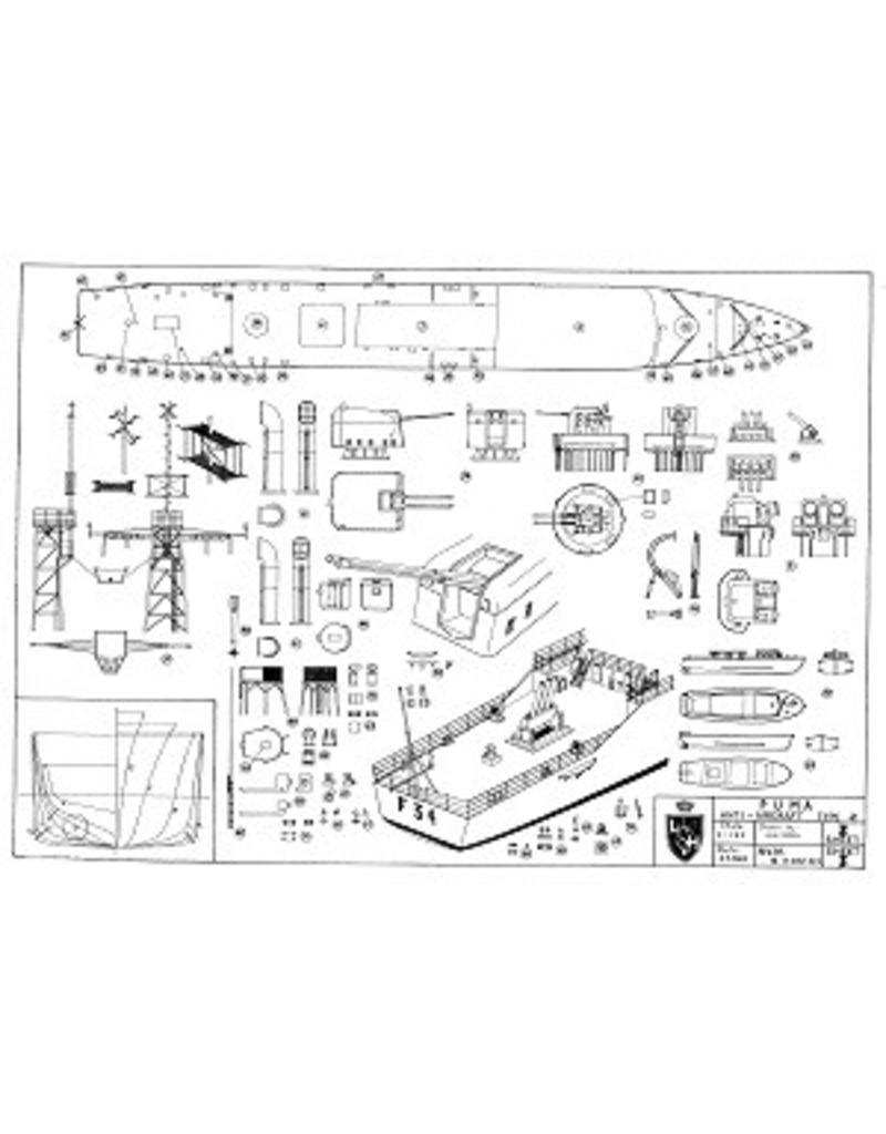 MBT Anti-aircraft frigate HMS "Puma" F34 (1957) – Type 41 "Leopard" class – Construction plan, scale 1:100 (10.11.012)