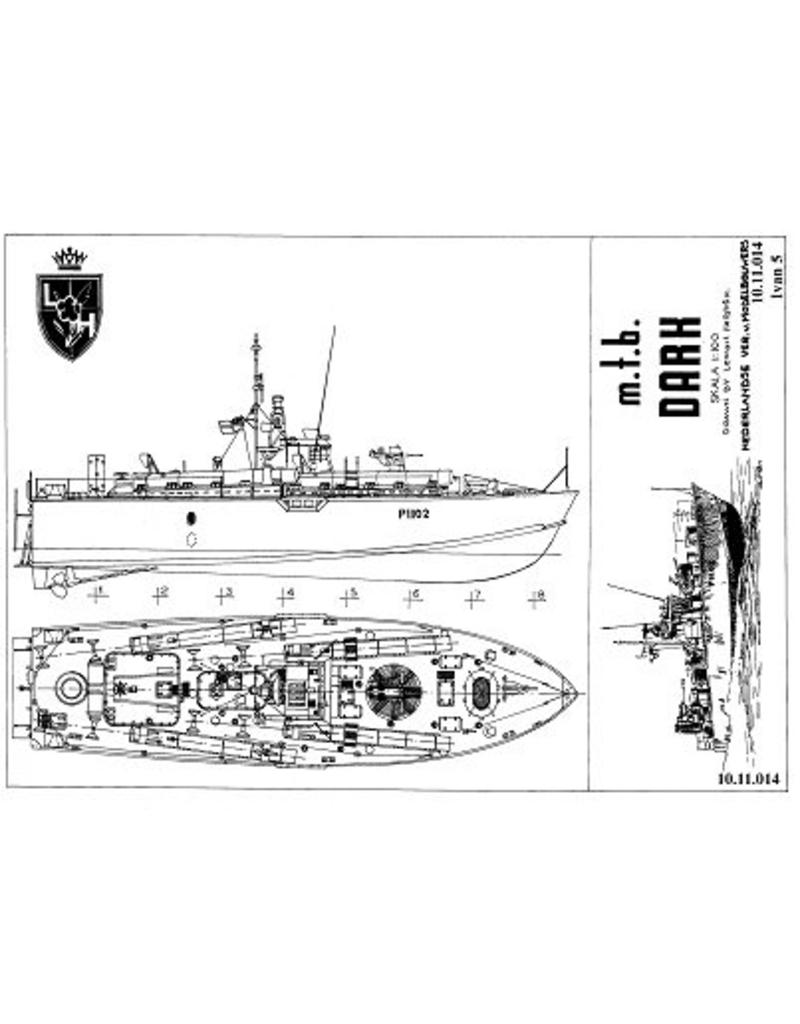 MBT British motor torpedo boat HMS "Dark Agressor" P1102 (1954) – "Dark" class P1101–1120 – Construction plan Scale 1:100 (10.11.014)