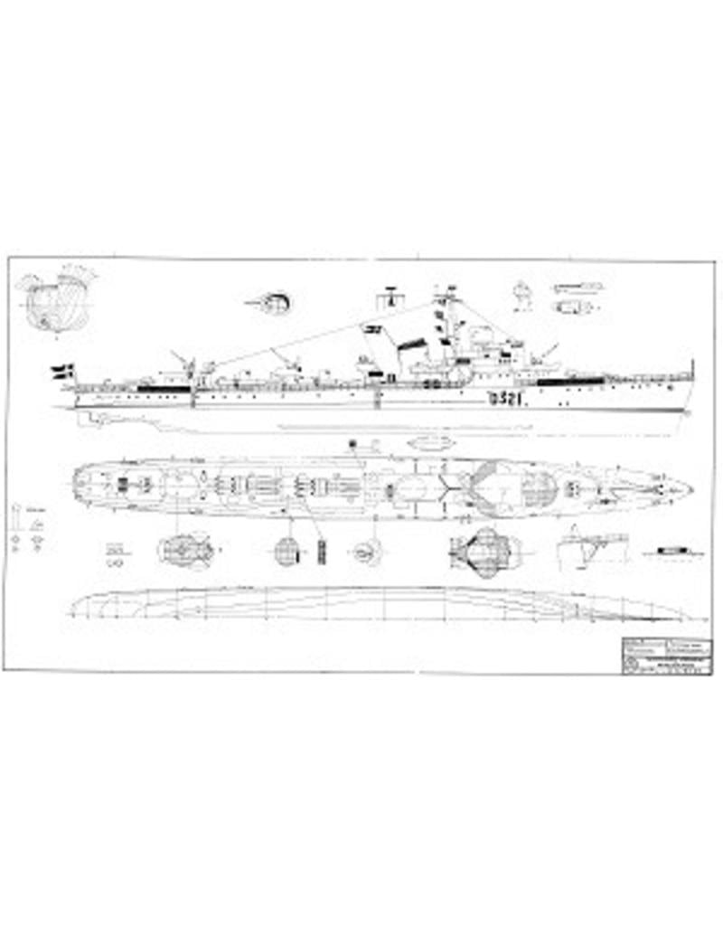 MBT Danish torpedo boat "Huitfelt" D320, "Willemoes" D321 (1947) - Construction plan Scale 1:100 (10.11.015)