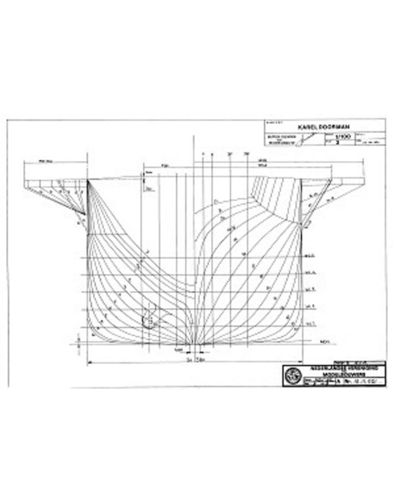 MBT HrMs aircraft carrier "Karel Doorman" (1948) – ex HMS "Venerable" (1942); ref. (55/58) – Construction drawing Scale 1 : 200 (10.11.021)
