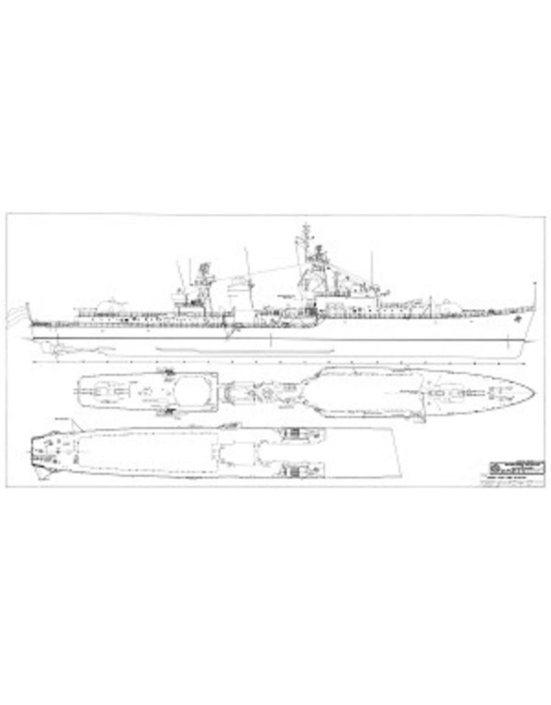 MBT "Holland" class destroyers (1954/55); "Holland", "Zeeland", "Noord Brabant", "Gelderland" - Construction drawing, scale 1:100 (10.11.025)