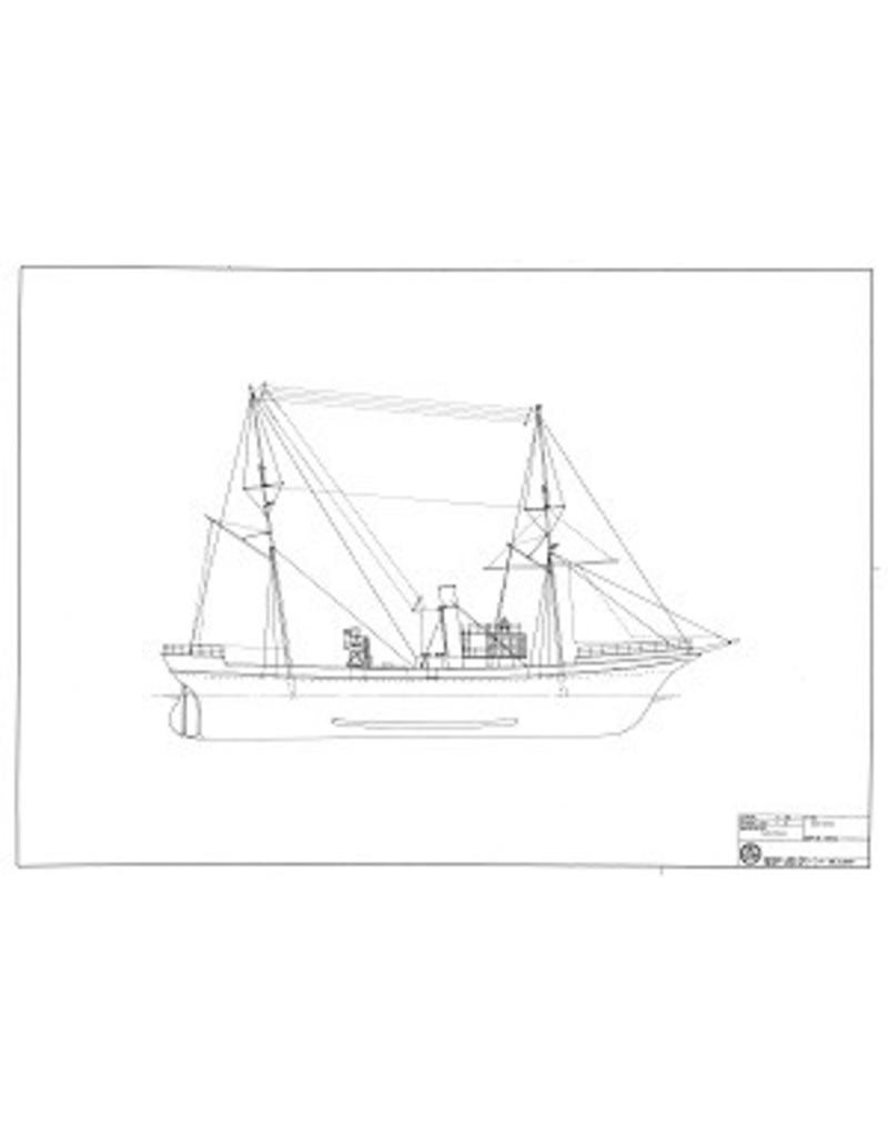 MBT HrMs North Sea Fisheries Police Vessel "Zeehond" (1892) - Construction Drawing Scale 1 : 50 (10.11.045)