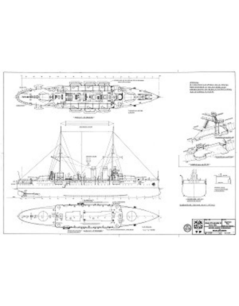 MBT HrMs Armoured Ship "De Zeven Provincien" (1910) - Construction Drawing Scale 1:200 (10.11.061)