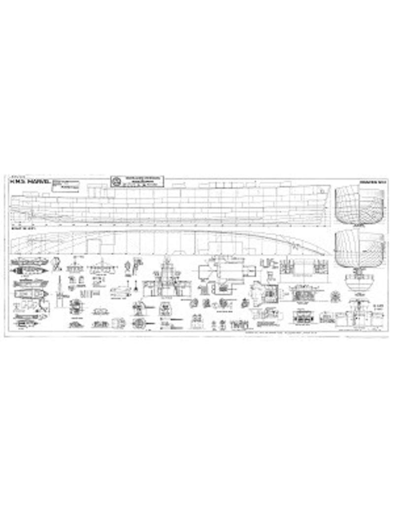 MBT Minesweeper HMS "Marvel" M443 (1942/45); "Algerine"-class minesweepers - Construction Drawing Scale 1 : 96 (10.11.092)