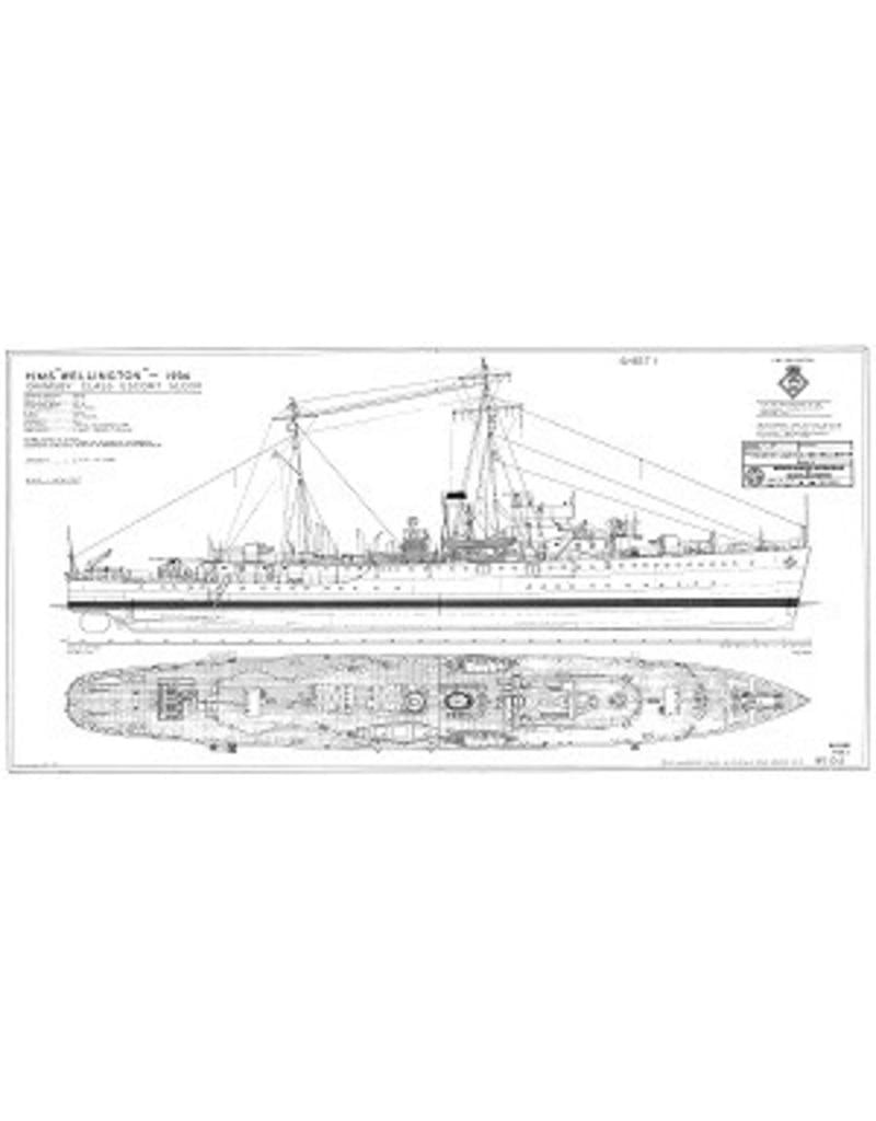 MBT HMS "Wellington" (1934) - "Grimsby"- Class escort sloop - Building Drawing Scale 1 : 96 (10.11.093)