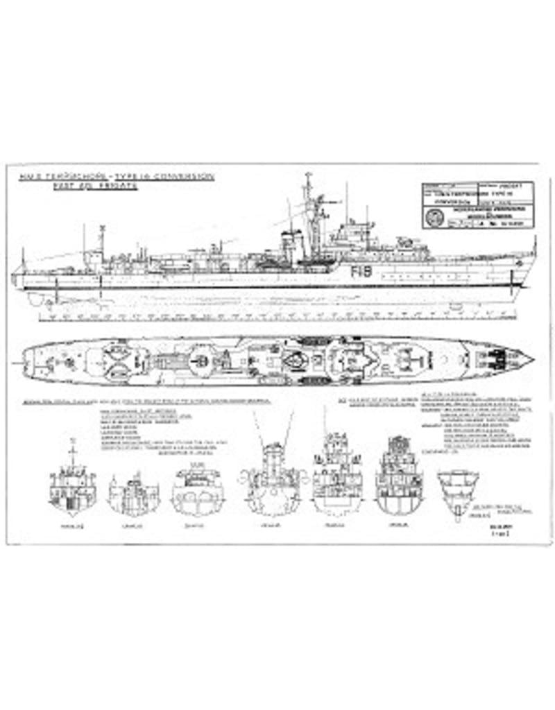 MBT Fast A/S frigate type 16 HMS "Terpsichore" (1952) - Construction plan Scale 1 : 192 (10.11.099)