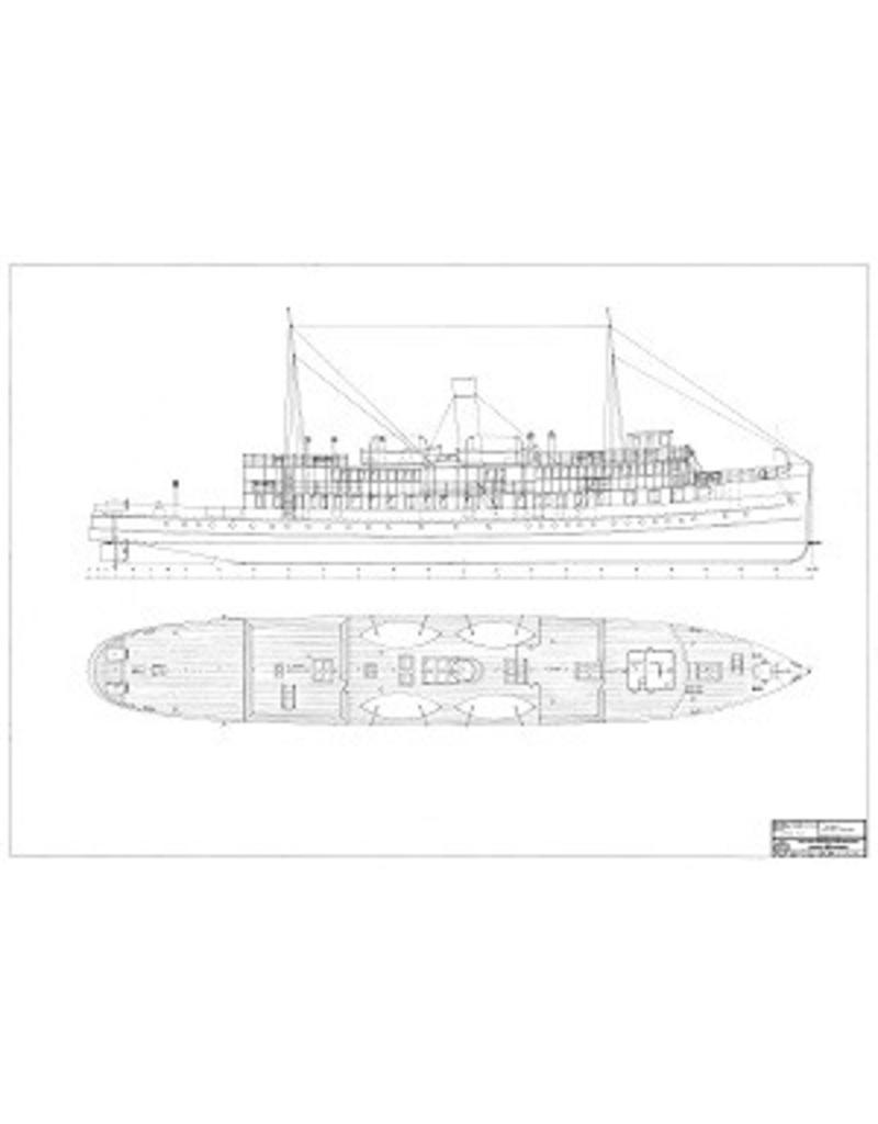 MBT Passagiersveerboot ss "Van Wijck" (1923) -Veerdienst Enkhuizen-Stavoren (Bosman - Alkmaar) - Bouwtekening Schaal 1 : 100 (10.15.018)