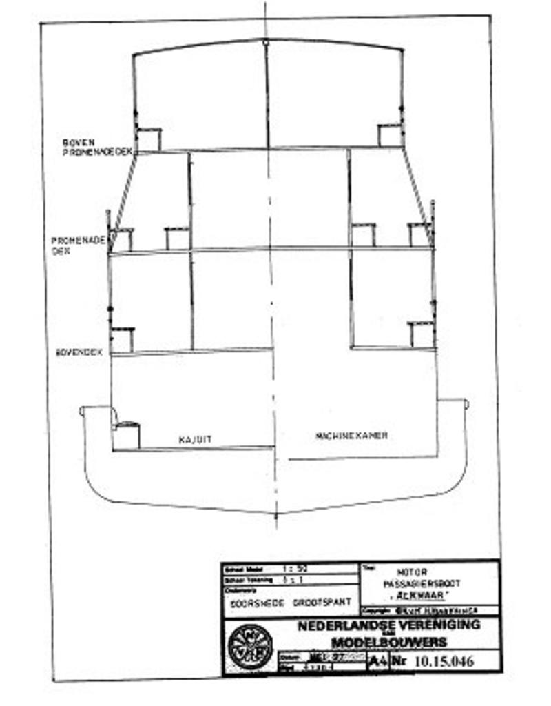 MBT Passagiersboot ss "Alkmaar" - Alkmaar Packet, C. Bosman - Bauzeichnung Maßstab 1 : 50 (10.15.046)