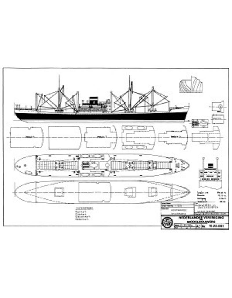 NVM 10.20.081 vrachtschip ms "Ouwerkerk" (1954) - VNS; "Ommenkerk", "Oldekerk", "Oostkerk"