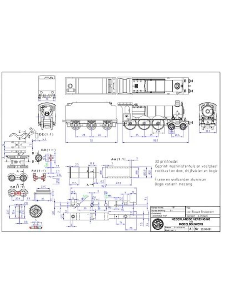 MBT 20.00.061 2-C locomotief NBDS serie 30-36 (NS 3501-3508) "Blauwe Brabander" voor h0.
