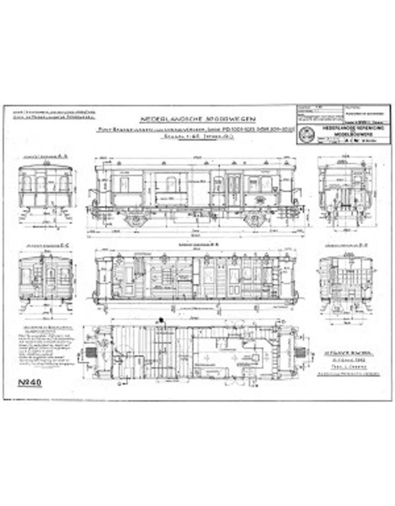 MBT 20.05.034 Post-bagagewagen voor lokaal verkeer Serie PD 1001-1023 (HSM 3011-3033) voor spoor 0