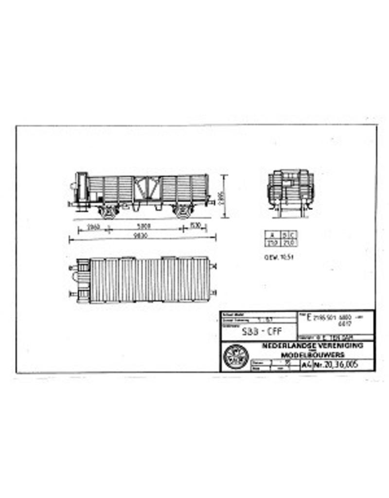 NVM 20.36.005 flatcar E 2185,001 6000 bis 6017 SBB-CFF für Spur H0