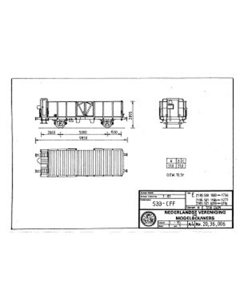 NVM 20.36.006 open goederenwagons E2185.500/501 diversen SBB-CFF voor spoor H0