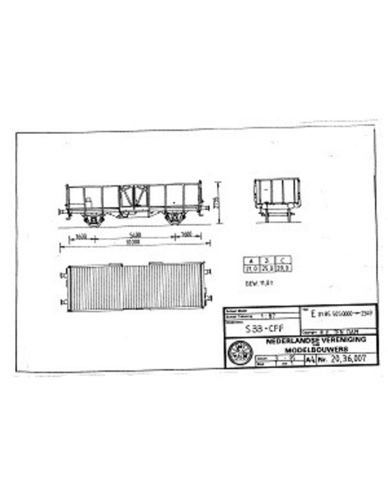 NVM 20.36.007 open goederenwagen E 0185.505 0000-2349 SBB-CFF voor spoor H0