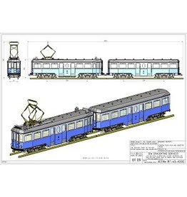 MBT 20.73.041 CD - NZH motorrijtuig A 502 en aanhangrijtuig B 501 (Blauwe tram) voor spoor 1, 2,5"spoor