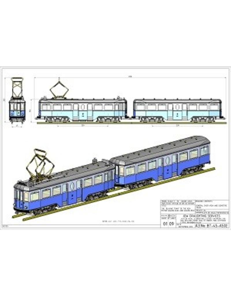 MBT 20.73.041 CD - NZH Triebwagen A 502 und Beiwagen B 501 (Blaue Straßenbahn) für Spur 1, 2,5"Spur