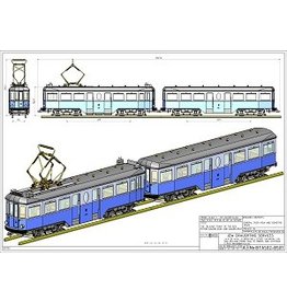 NVM 20.73.041/B NZH motorrijtuig A 502 en aanhangrijtuig B 501 (Blauwe tram) voor 2,5" spoor