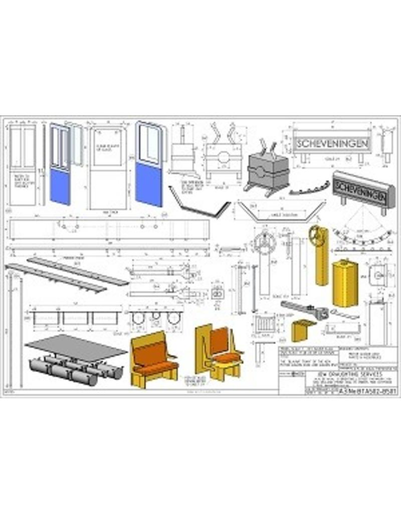 NVM 20.73.041 / B NZH A 502 Kraftfahrzeugen und Anhängefahrzeug B 501 (Blau Straßenbahn) für 2,5 "Track