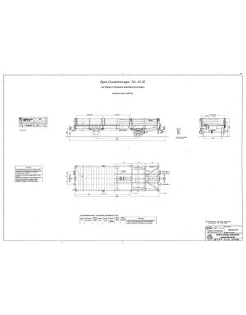 NVM 20.76.008 open goederenwagen met kleppen No 41-45 NCS/SS/NS; Zuiderzeetramweg; voor spoor 0