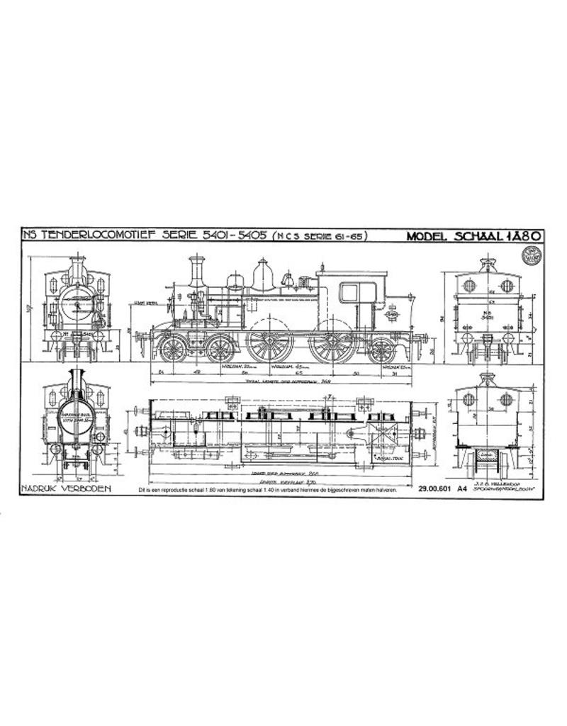 MBT Stoomlocomotief NS 5401 - 5405 - Bouwtekening Schaal 1 : 40 (29.00.601)