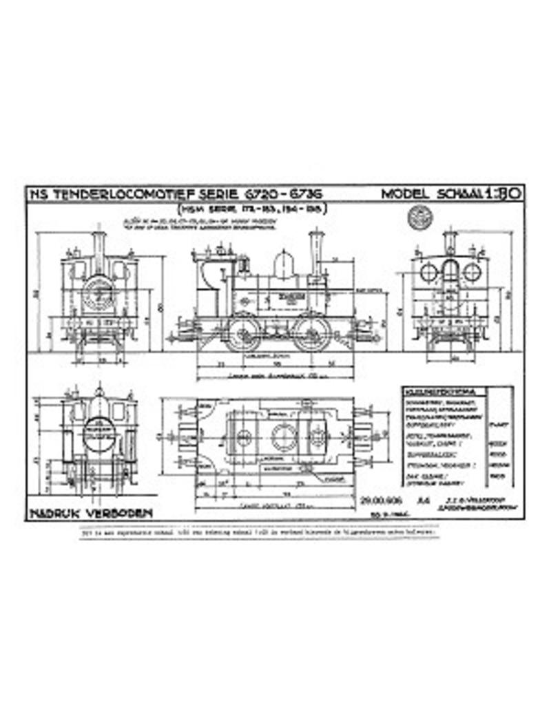 MBT Stoomlocomotief NS 6720 - 6737 - Bouwtekening Schaal 1 : 40 (29.00.606)