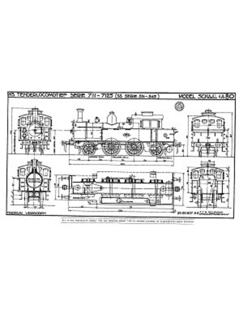 MBT Dampflokomotive NS 7111 - 7125 - Bauzeichnung Maßstab 1 : 40 (29.00.607)
