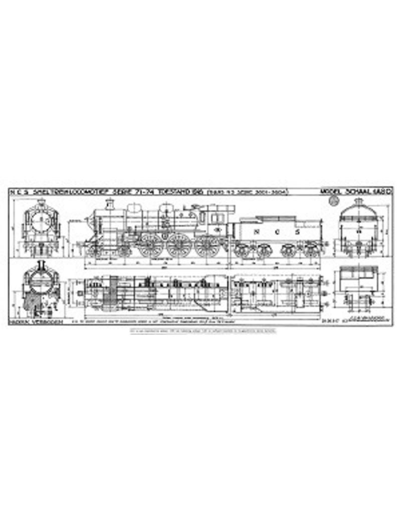 MBT Dampflokomotive NCS 71 - 74 (NS 3601 - 3604) - Bauzeichnung Maßstab 1 : 40 (29.00.617)