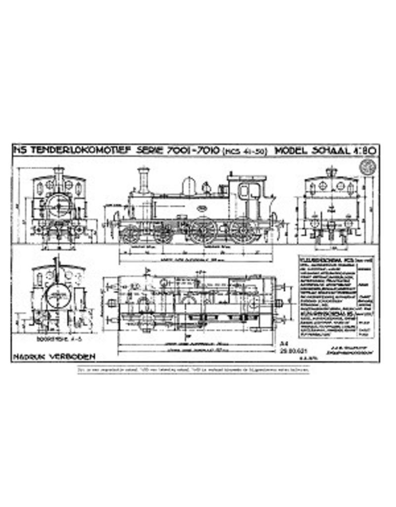 MBT Stoomlocomotief NS 7001 - 7010 - Bouwtekening Schaal 1 : 40 (29.00.621)