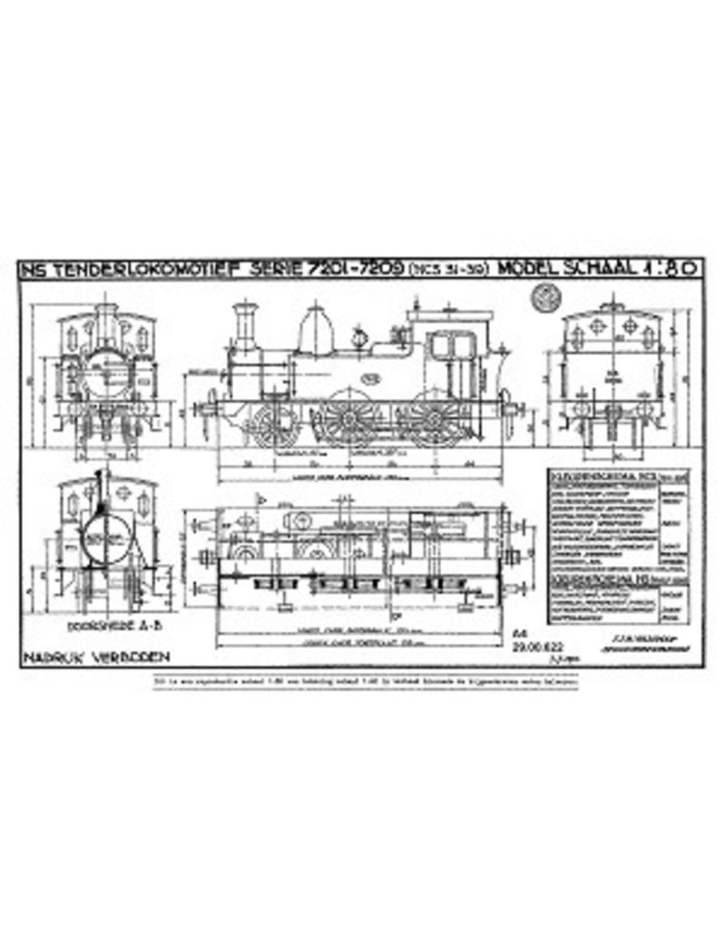 MBT Dampflokomotive NS 7201 - 7209 - Bauzeichnung Maßstab 1 : 40 (29.00.622)