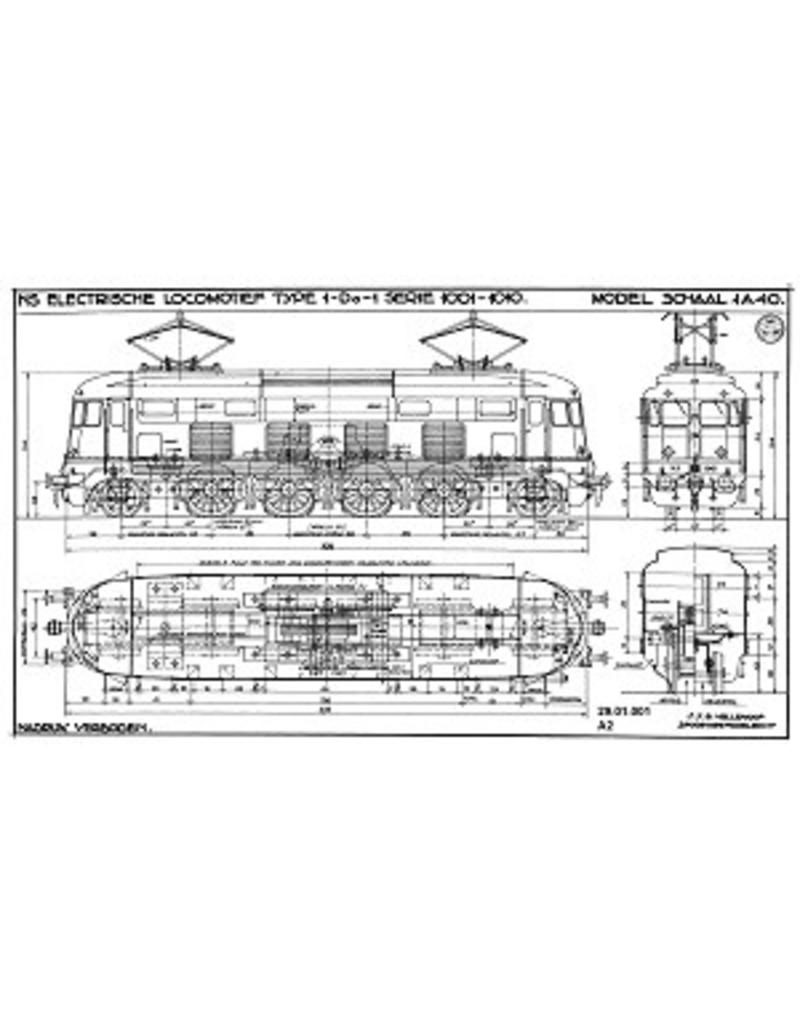 MBT E-lok NS serie 1000 vor spoor 0 - Bouwtekening Schaal 1 : 40 (29.01.001)