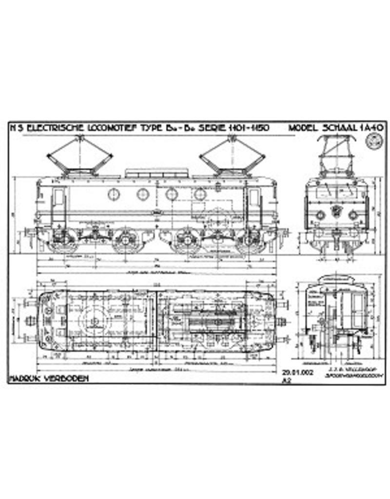 MBT E-Lok NS Baureihe 1100 für Spur 0 - Bauzeichnung Maßstab 1 : 40 (29.01.002)