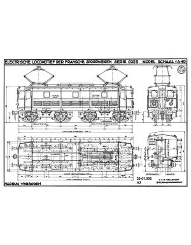 MBT E-lok SNCF 0325 voor spoor 0 - Bouwtekening Schaal 1 : 40 (29.01.092)
