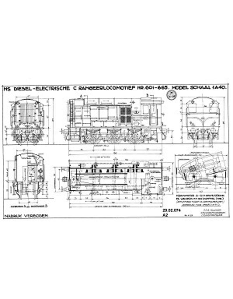 MBT DE-Lok NS 601-665 für Spur 0 - Bauzeichnung Maßstab 1 : 40 (29.02.074)