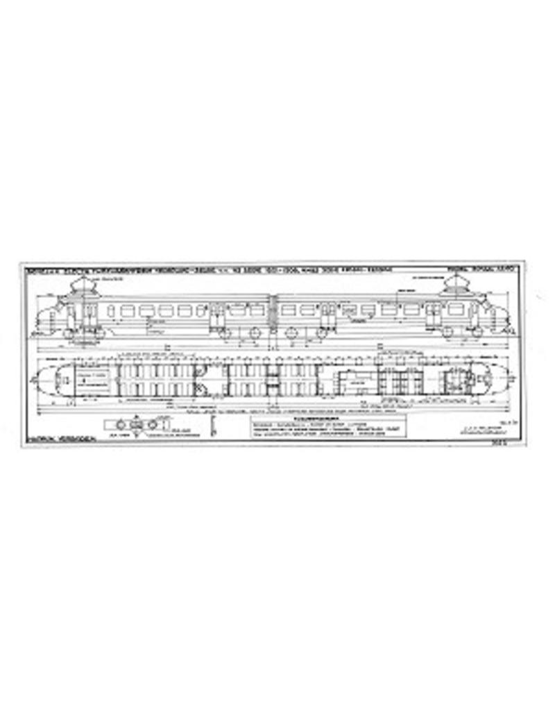 MBT NS Elektr. 3-teiliger Triebzug Baureihe 321-350 von 1956; Benelux 2-teiliger Triebzug NS 1201-1208 (Hondekop) - Bauzeichnung Maßstab 1 : 40 (29.03.064)