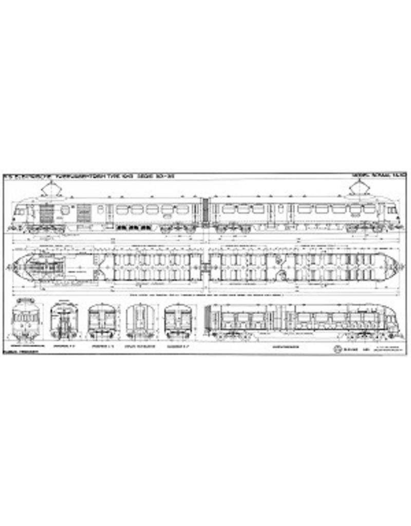 MBT El. 2-wagentrein type 1943, Serie 301-315 voor Spoor 0 - Bouwtekening Schaal 1 : 40 (29.03.062)