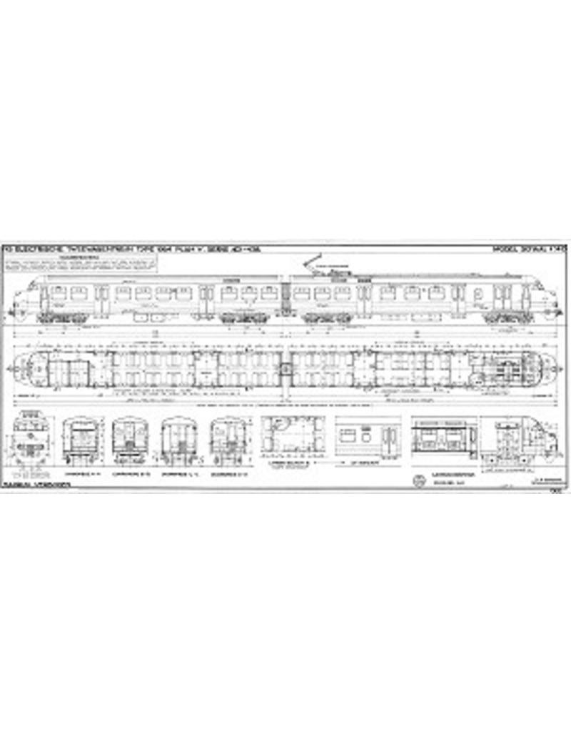 MBT El. 2-Wagen-Zug Typ 1964, Serie 401-438 für Spur 0 - Bauzeichnung Maßstab 1 : 40 (29.03.065)