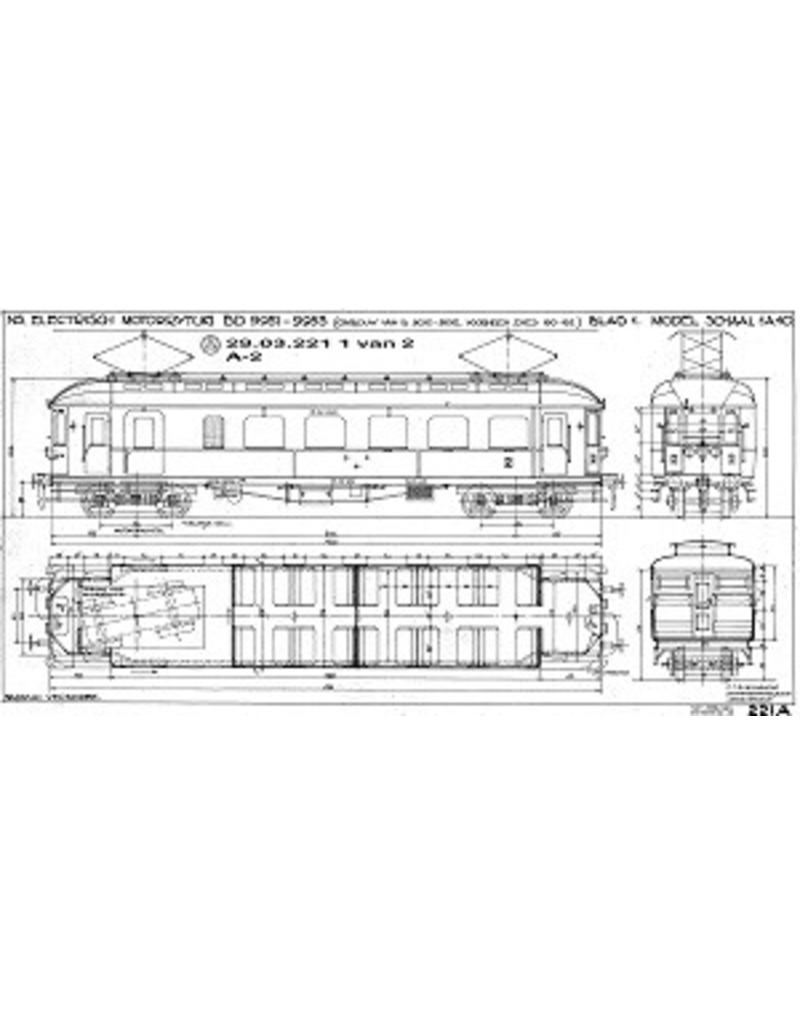 MBT El. motorrijtuig BD 9951-9953 (voorheen ZHESM 60-62) voor Spoor 0 - Bouwtekening Schaal 1 : 40 (29.03.221)